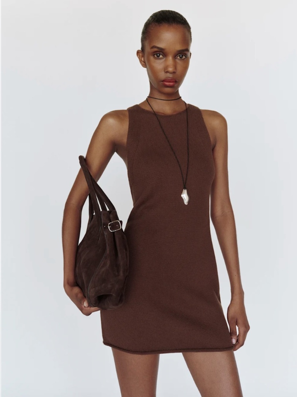 NWT Reformation Oriana Sweater Tank Dress Brown - Size M